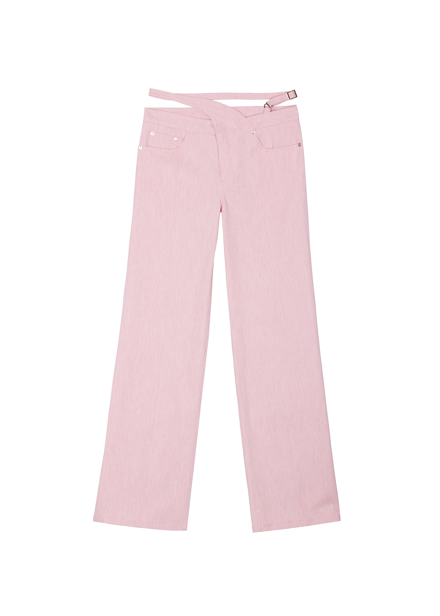 Straight Fit Wrap Belt Jeans (Pink)